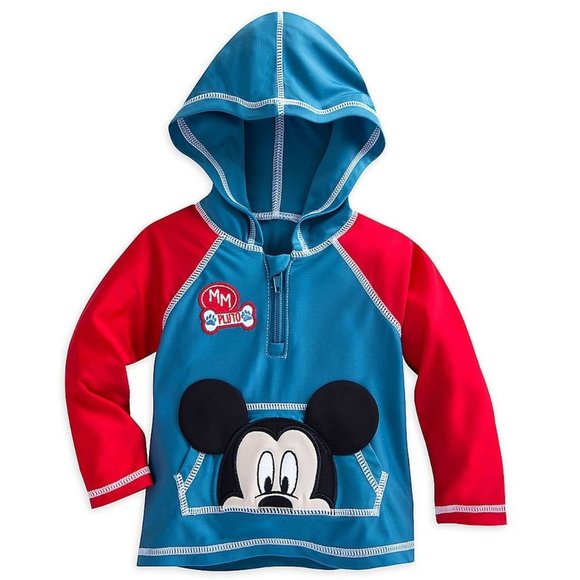 Disney Mickey Baby Boy Rashguard Hoodie Shirt Top Size 3 6 Mo - Picture 1 of 2